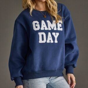 Vintage Jessica Simpson Game Day Sweater Pullover Navy Blue Size Medium